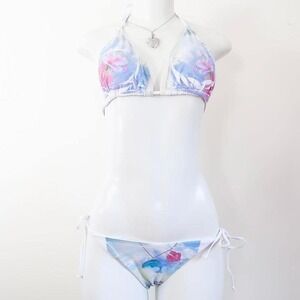 Tropical‎ Hibiscus Dolphin String Bikini Set Y2K Swimwear